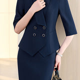 Elegant Lapel Button Front Suit Set - liwisi