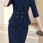 Elegant Lapel Button Front Suit Set - liwisi