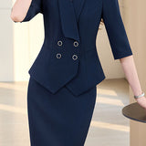 Elegant Lapel Button Front Suit Set - liwisi