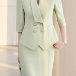Elegant Lapel Button Front Suit Set - liwisi