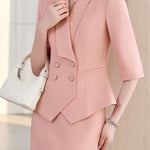 Elegant Lapel Button Front Suit Set - liwisi
