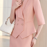 Elegant Lapel Button Front Suit Set - liwisi