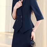 Elegant Lapel Button Front Suit Set - liwisi
