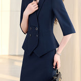 Elegant Lapel Button Front Suit Set - liwisi