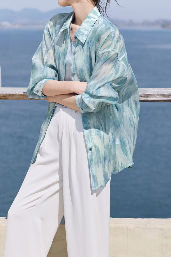 Casual Vacation Blush Print Shirt - liwisi