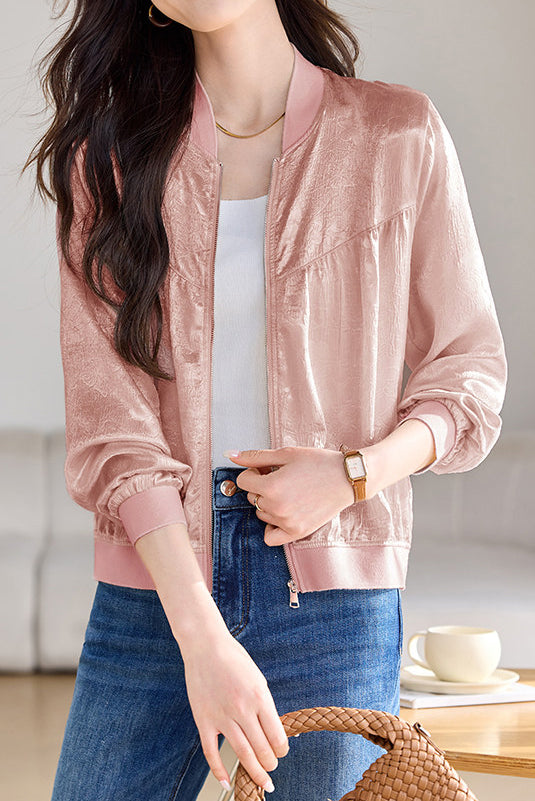 Elegant Commute Jacquard Baseball Jacket - liwisi