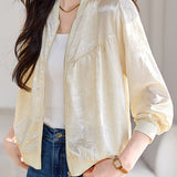 Elegant Commute Jacquard Baseball Jacket - liwisi