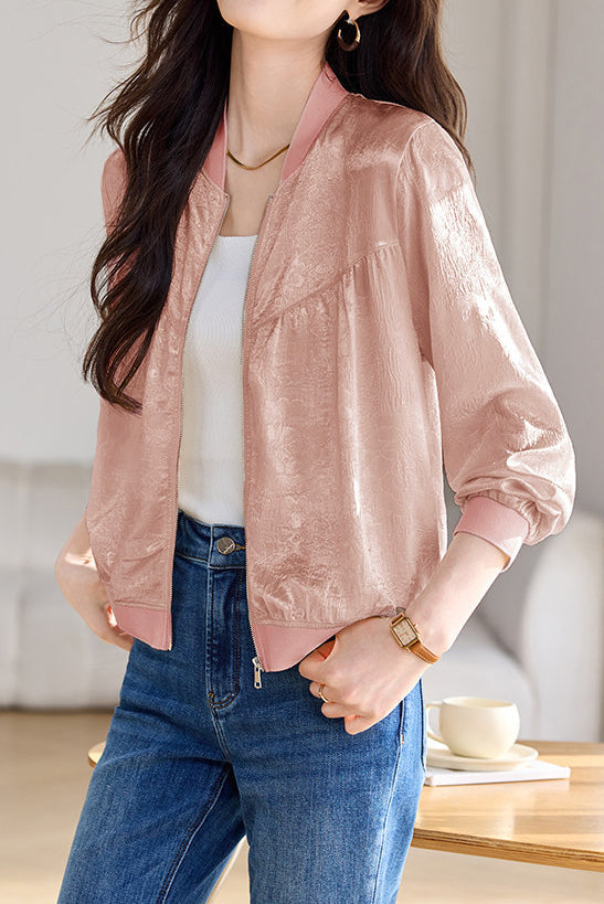Elegant Commute Jacquard Baseball Jacket - liwisi