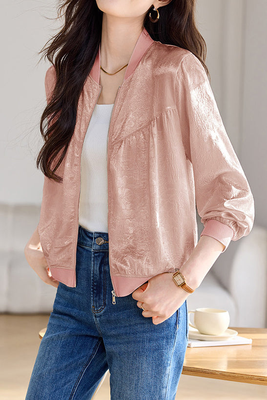 Elegant Commute Jacquard Baseball Jacket - liwisi