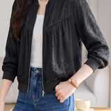 Elegant Commute Jacquard Baseball Jacket - liwisi