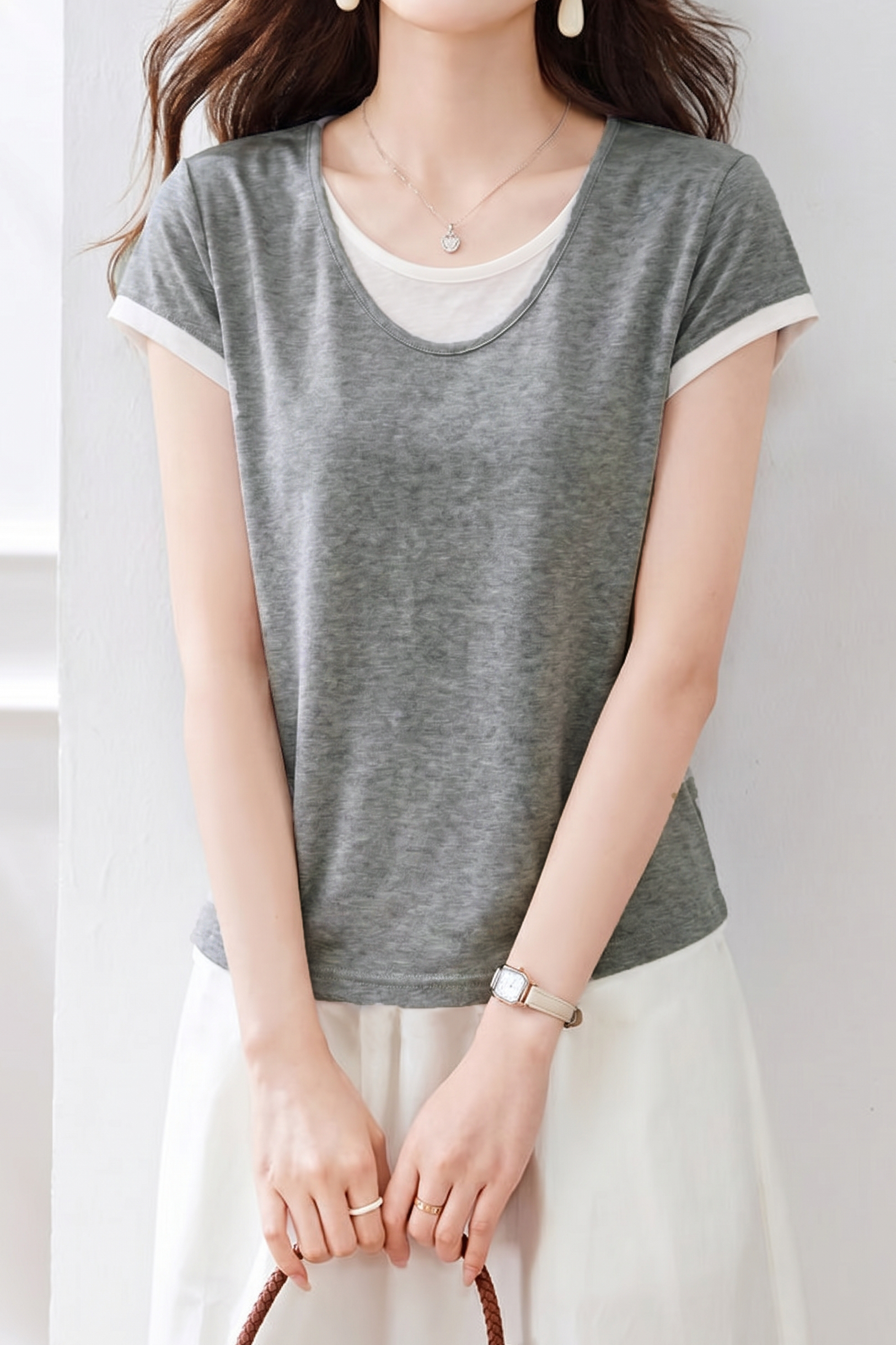 Casual Commute Color Block Two-in-One T-Shirt - liwisi