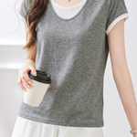 Casual Commute Color Block Two-in-One T-Shirt - liwisi