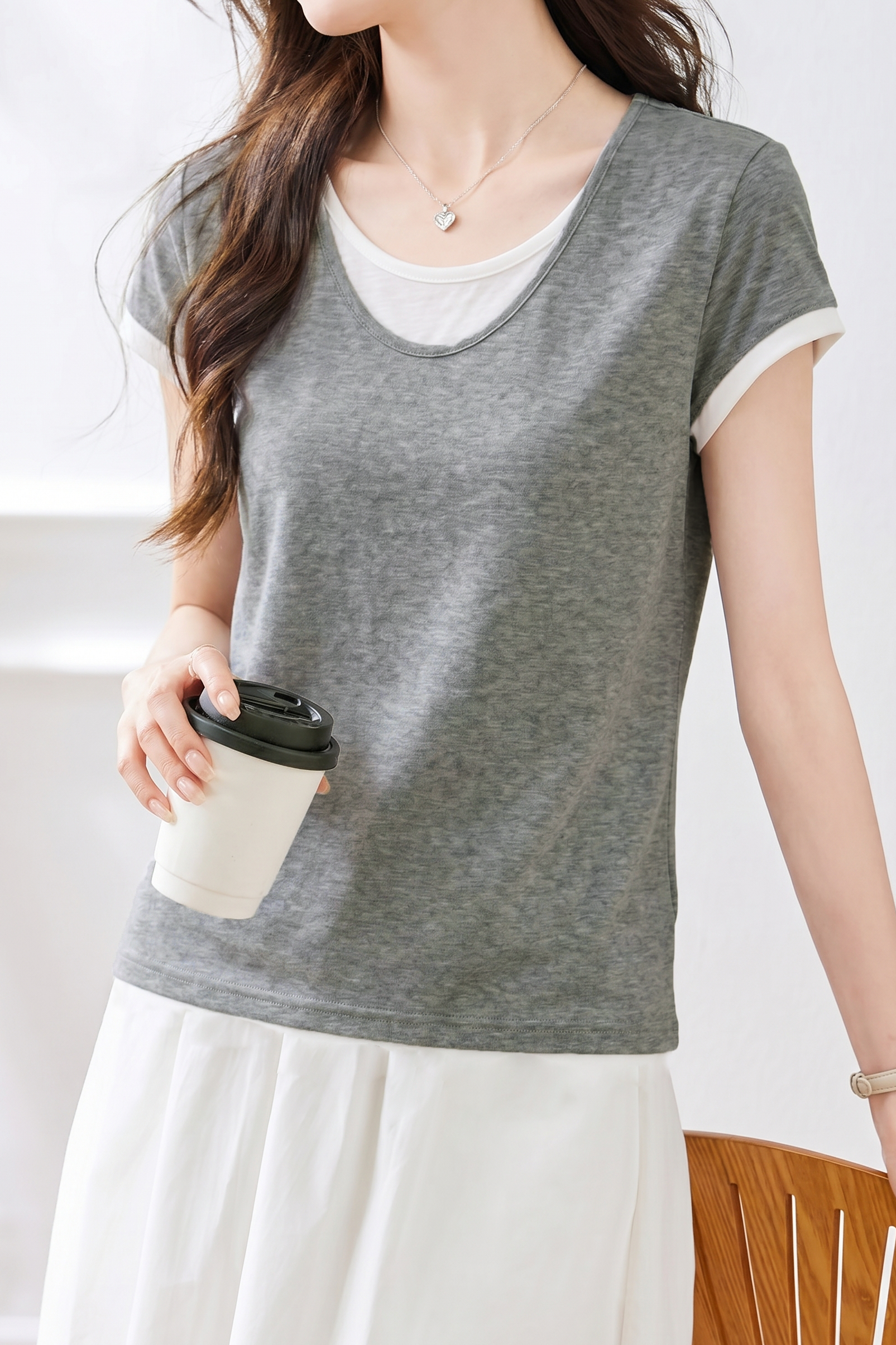 Casual Commute Color Block Two-in-One T-Shirt - liwisi