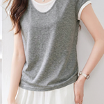 Casual Commute Color Block Two-in-One T-Shirt - liwisi