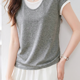 Casual Commute Color Block Two-in-One T-Shirt - liwisi