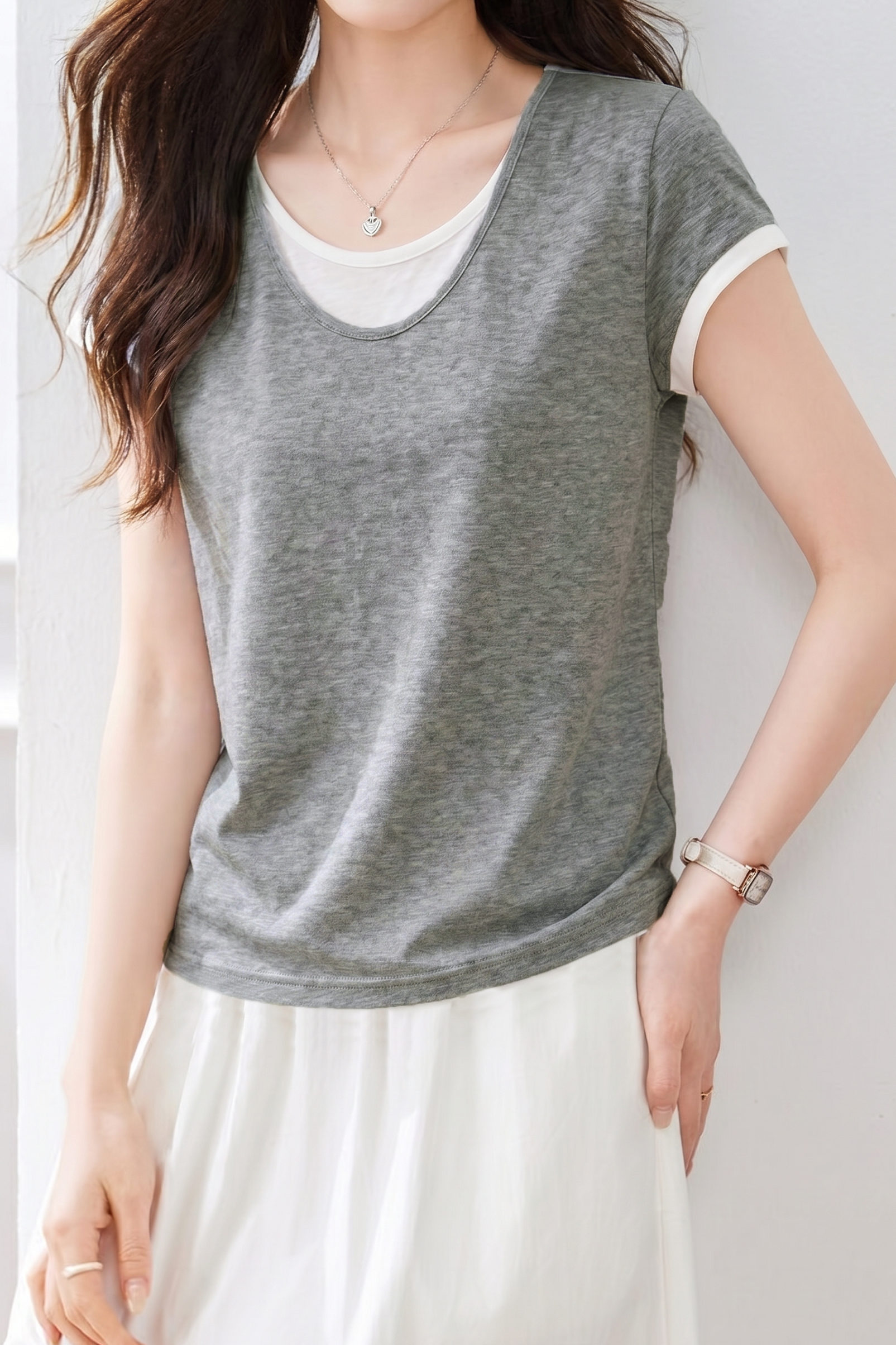 Casual Commute Color Block Two-in-One T-Shirt - liwisi