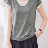Casual Commute Color Block Two-in-One T-Shirt - liwisi