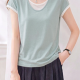 Casual Commute Color Block Two-in-One T-Shirt - liwisi