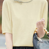 Elegant Round Neck Bow-Knot Knit Top - liwisi
