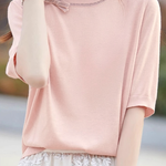 Elegant Round Neck Bow-Knot Knit Top - liwisi