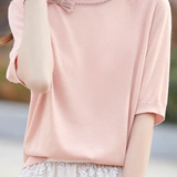 Elegant Round Neck Bow-Knot Knit Top - liwisi