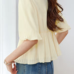 Elegant French V-Neck Pleated Shirt - liwisi