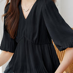 Elegant French V-Neck Pleated Shirt - liwisi