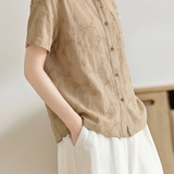 Casual Floral Embroidered Short Sleeve Shirt - liwisi