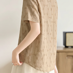 Casual Floral Embroidered Short Sleeve Shirt - liwisi