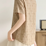 Casual Floral Embroidered Short Sleeve Shirt - liwisi