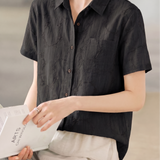 Casual Floral Embroidered Short Sleeve Shirt - liwisi