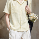 Casual French Cut-Out Ruched Short Sleeve Shirt - liwisi