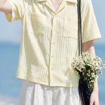 Casual French Cut-Out Ruched Short Sleeve Shirt - liwisi