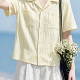 Casual French Cut-Out Ruched Short Sleeve Shirt - liwisi