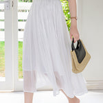 Elegant Flowing Yarn Pleated Midi Skirt - liwisi