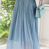 Elegant Flowing Yarn Pleated Midi Skirt - liwisi