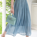 Elegant Flowing Yarn Pleated Midi Skirt - liwisi