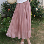 Elegant Flowing Yarn Pleated Midi Skirt - liwisi