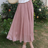 Elegant Flowing Yarn Pleated Midi Skirt - liwisi