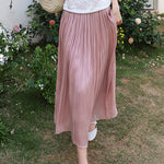 Elegant Flowing Yarn Pleated Midi Skirt - liwisi