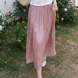 Elegant Flowing Yarn Pleated Midi Skirt - liwisi