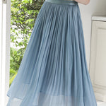 Elegant Flowing Yarn Pleated Midi Skirt - liwisi