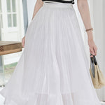 Elegant Flowing Yarn Pleated Midi Skirt - liwisi
