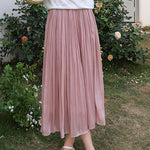 Elegant Flowing Yarn Pleated Midi Skirt - liwisi