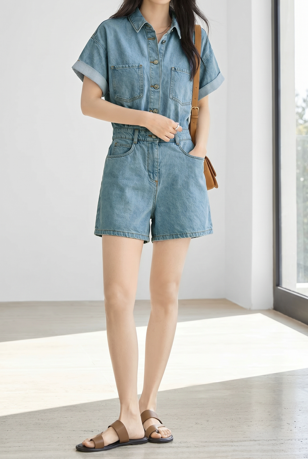 Casual Commuter Straight Denim Jumpshort - liwisi