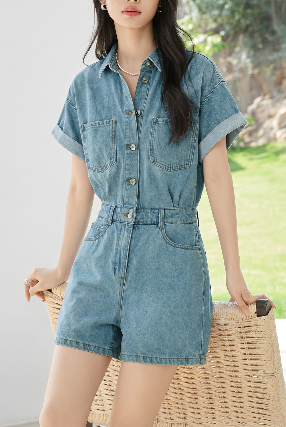Casual Commuter Straight Denim Jumpshort - liwisi