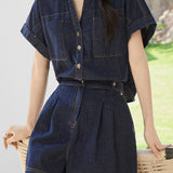 Casual Commuter Straight Denim Jumpshort - liwisi