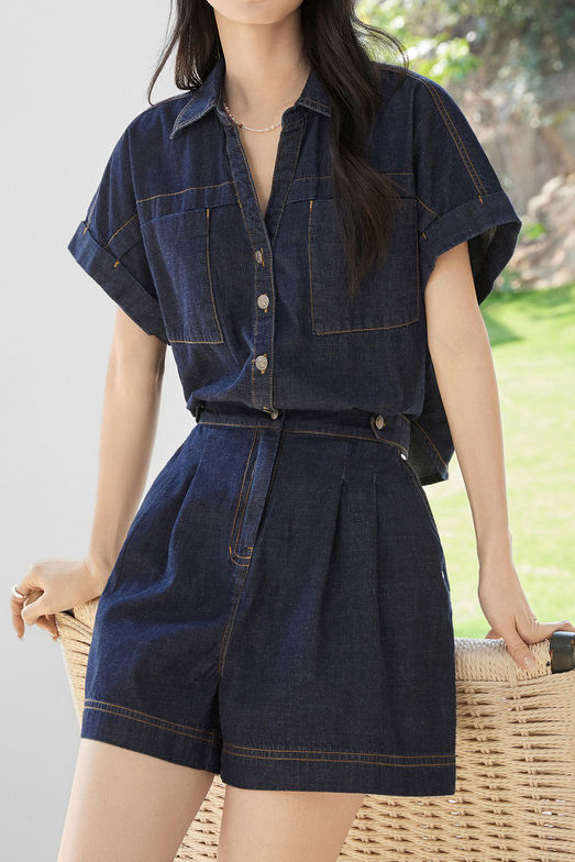 Casual Commuter Straight Denim Jumpshort - liwisi