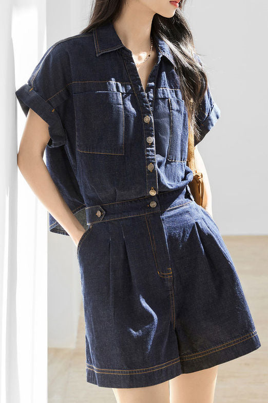 Casual Commuter Straight Denim Jumpshort - liwisi