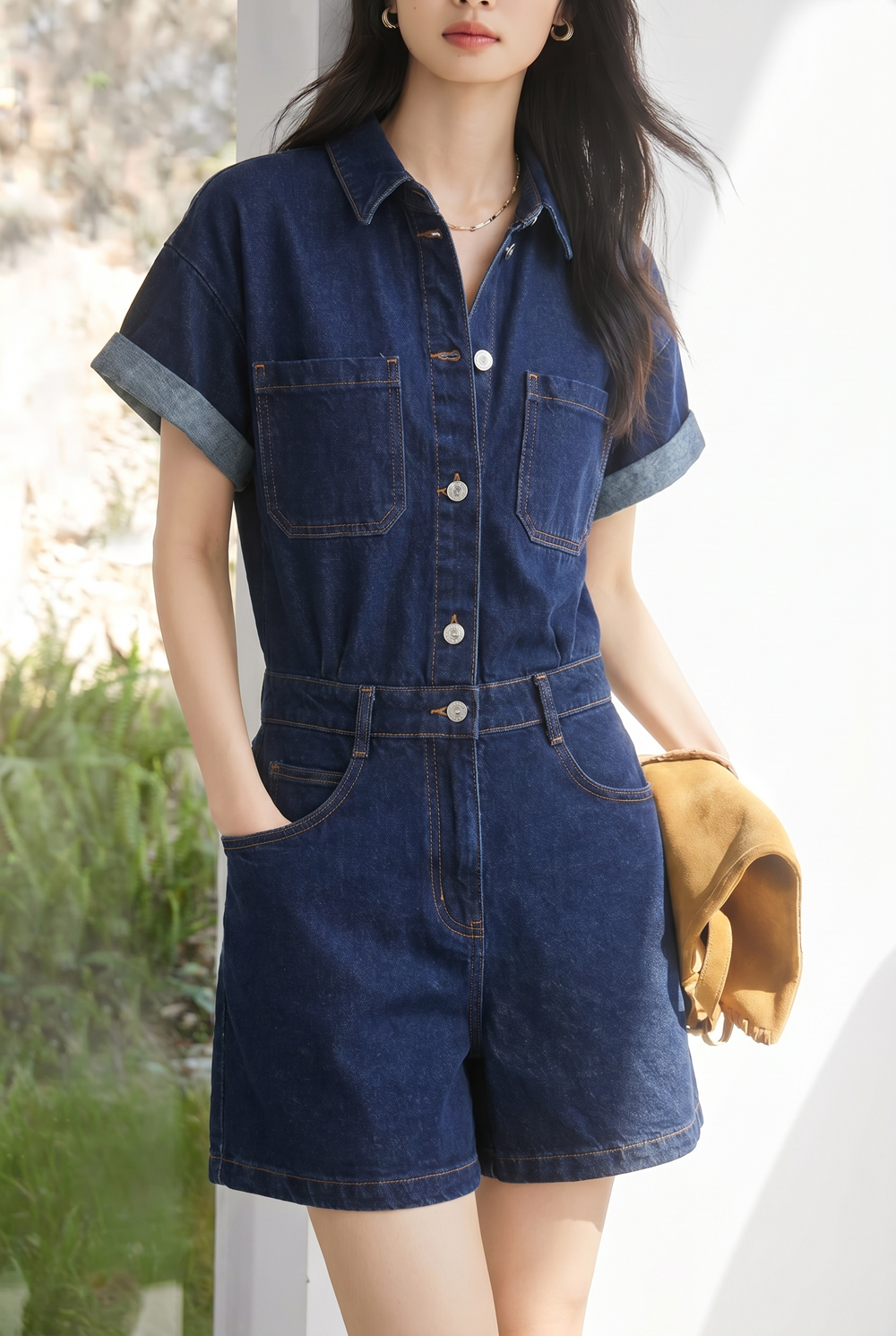 Casual Commuter Straight Denim Jumpshort - liwisi